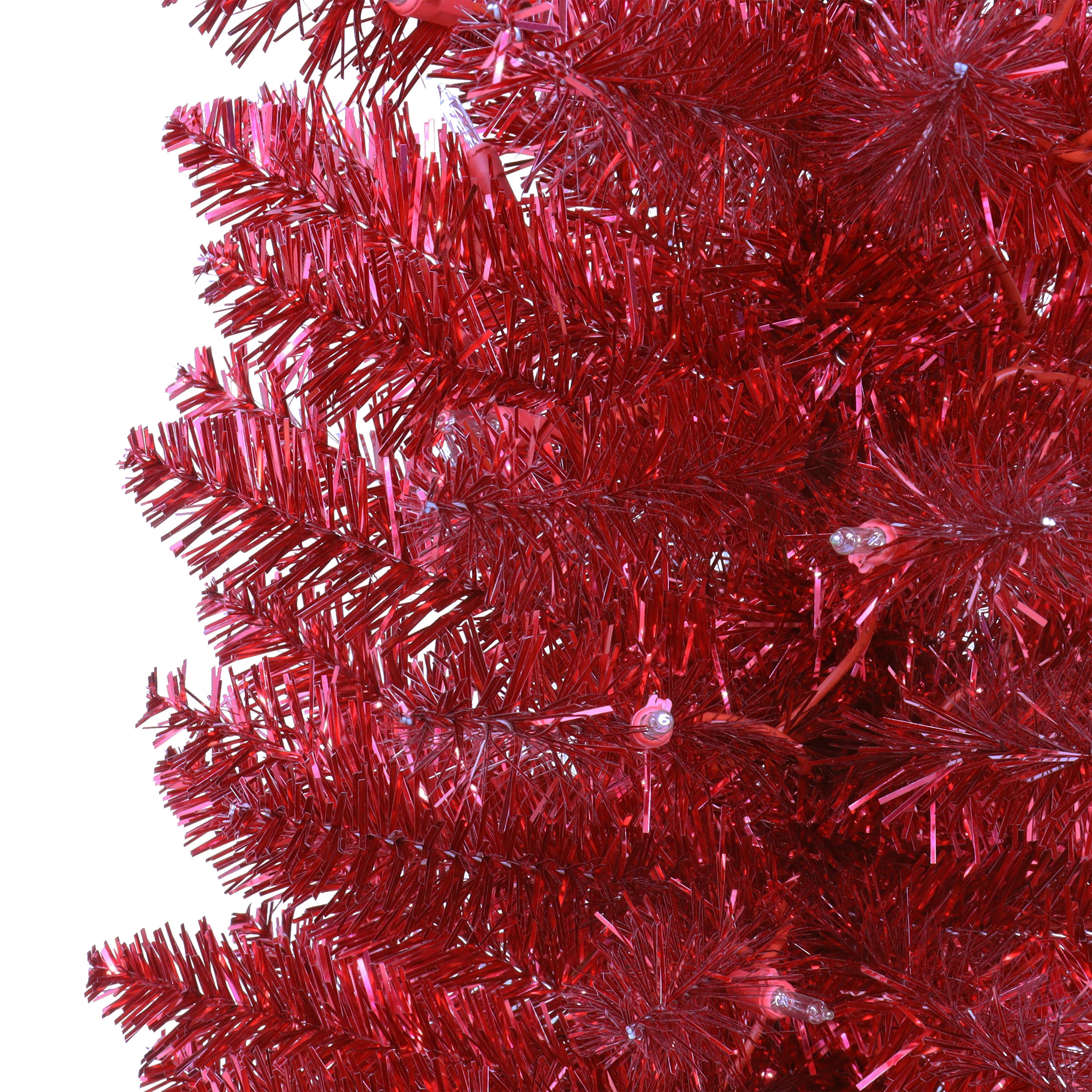 6ft Pre-Lit Red Tinsel Tree